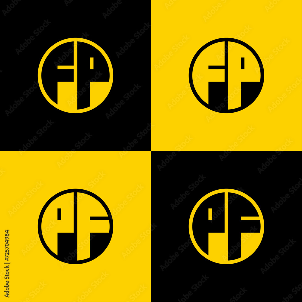 Simple FP and PF Letters Circle Logo Set, suitable for business with FP and PF initials Simple FP and PF Letters Circle Logo Set, suitable for business with FP and PF initials