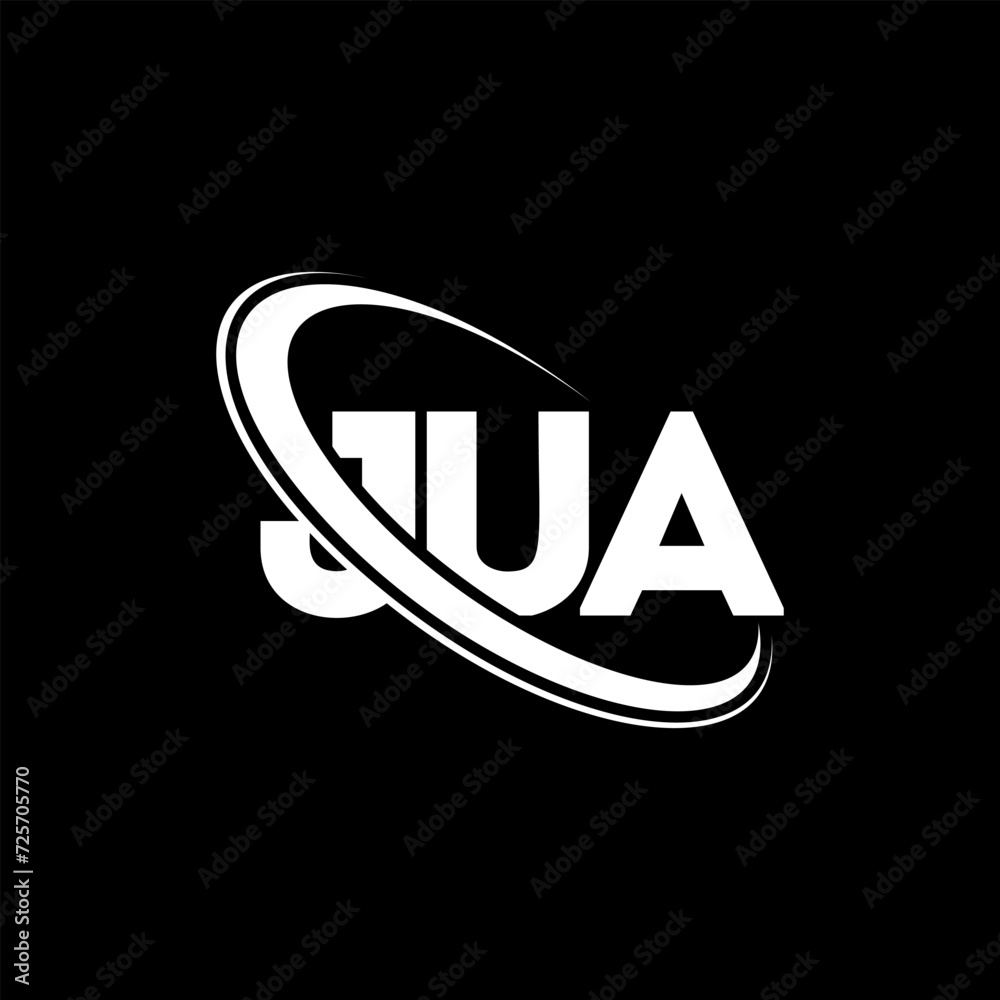 JUA logo. JUA letter. JUA letter logo design. Initials JUA logo linked with circle and uppercase monogram logo. JUA typography for technology, business and real estate brand.