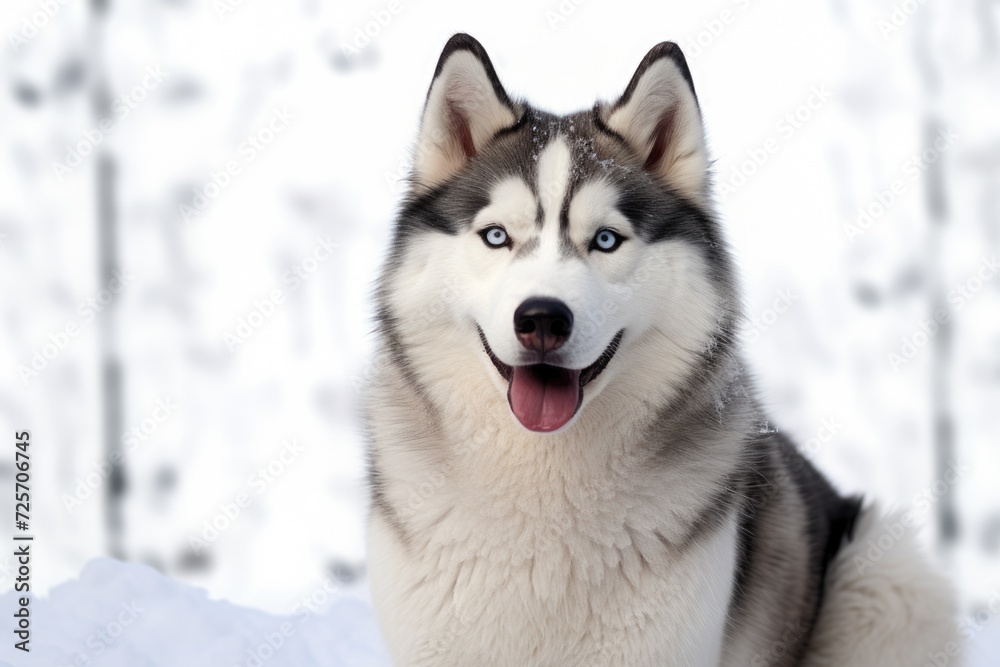 A photo of Siberian husky wolf type dog Generative AI