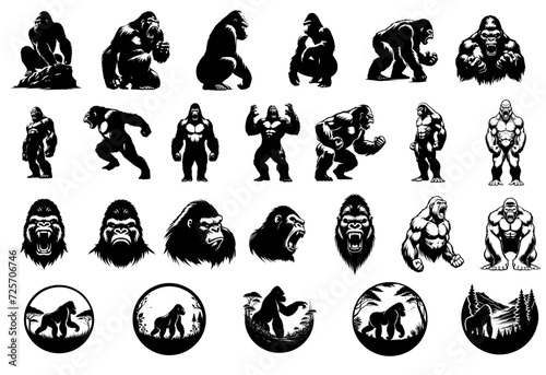 Gorilla Bundle, Gorilla, Gorilla scene, king kong, Angry Gorilla , Gorilla Head , Gorilla Svg, Gorilla Cut File, Gorilla Silhouette, Gorilla Clipart, Gorilla Printable, Bigfoot,