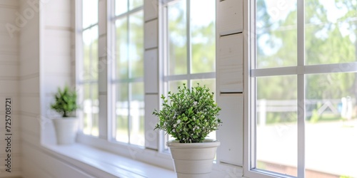 A potted plant sitting on a window sill. Suitable for home decor and gardening themes