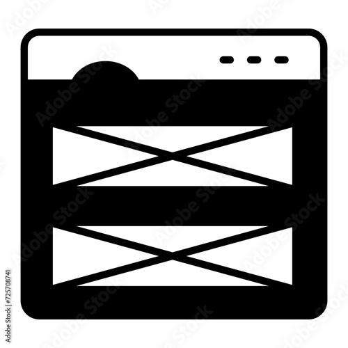 webpage drag and drop content blocks concept, web page Structural layout vector icon design, Web design and Development symbol, user interface or graphic sign, website engineering stock illustration