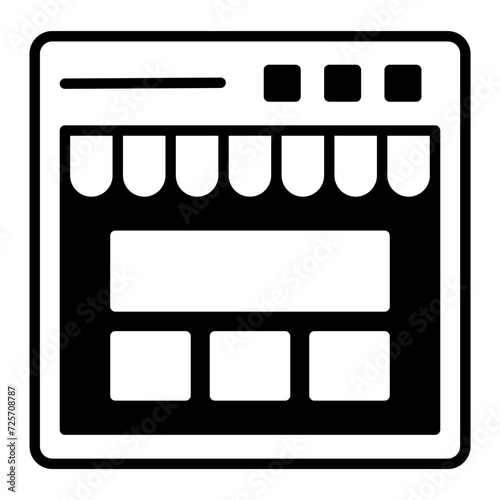 eshop layout designing concept, eCommerce landing page creation vector icon design, Web design and Development symbol, user interface or graphic sign, website engineering stock illustration