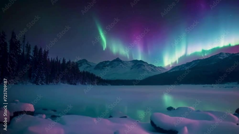 mystic northern lights dancing in the sky, aurora borealis reflection on the water mystic northern lights dancing in the sky, aurora borealis reflection on the water