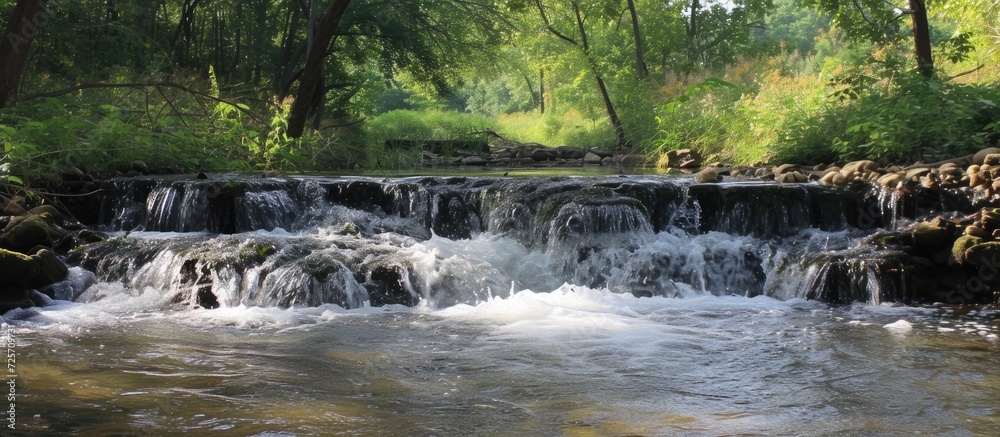 Fototapeta premium Sampling water from the river, intake, abstracting, or diverting water.