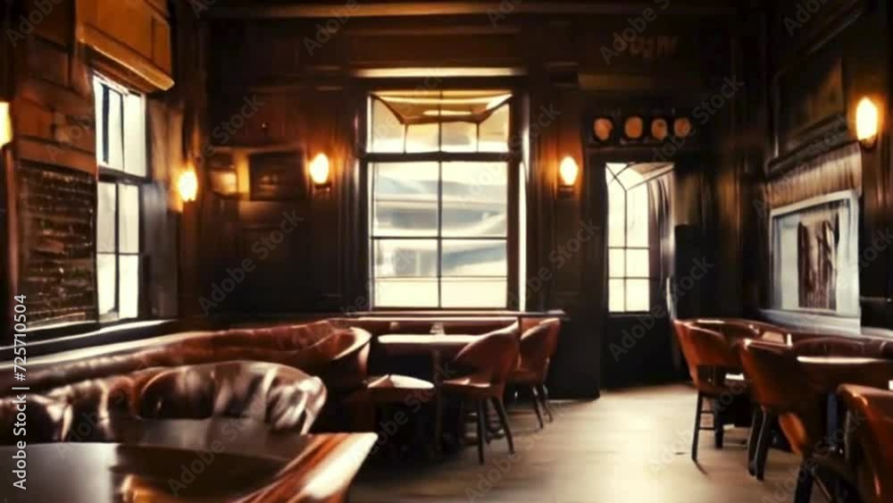 interior of restaurant, modern wooden cafe, lights interior of restaurant, modern wooden cafe, lights