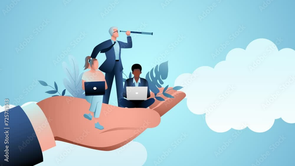 Giant hand holding a business workers, concept for emotional benefits ...