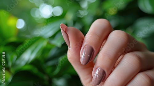 A simple female nail painted with one color nail polish. Clean sip and very elegant. Generative AI