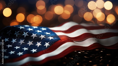 Us Flag waving Happy martin luther king day art bokeh