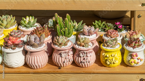 Miniature succulent plant beautiful cactus in pot Mix of collection set in home