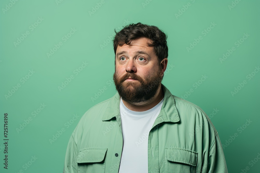 Portrait of a man with a beard on a green background Portrait of a man with a beard on a green background