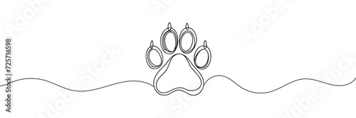 Continuous one line drawing of a paw pad.vector illustration.