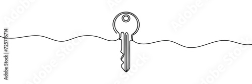 continuous one line drawing of a door key