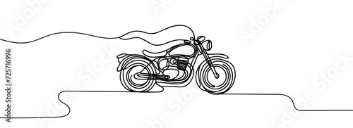 One continuous line drawing of a motorcycle