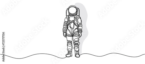 One continuous line drawing of a scientist astronaut. Astronaut space traveler concept