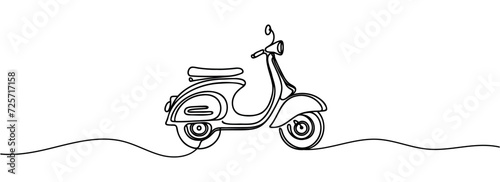 One continuous line drawing of a motorcycle
