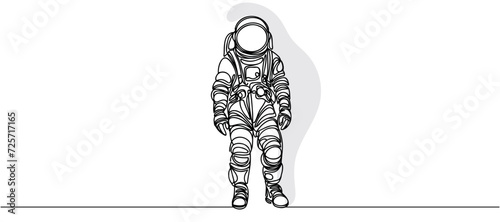 One continuous line drawing of a scientist astronaut. Astronaut space traveler concept