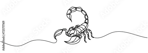 scorpion one line drawing, sketch, isolated vector. photo