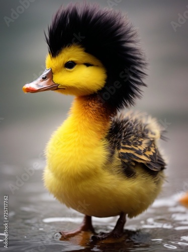 yellow duckling With punk rock mohawk  hair style