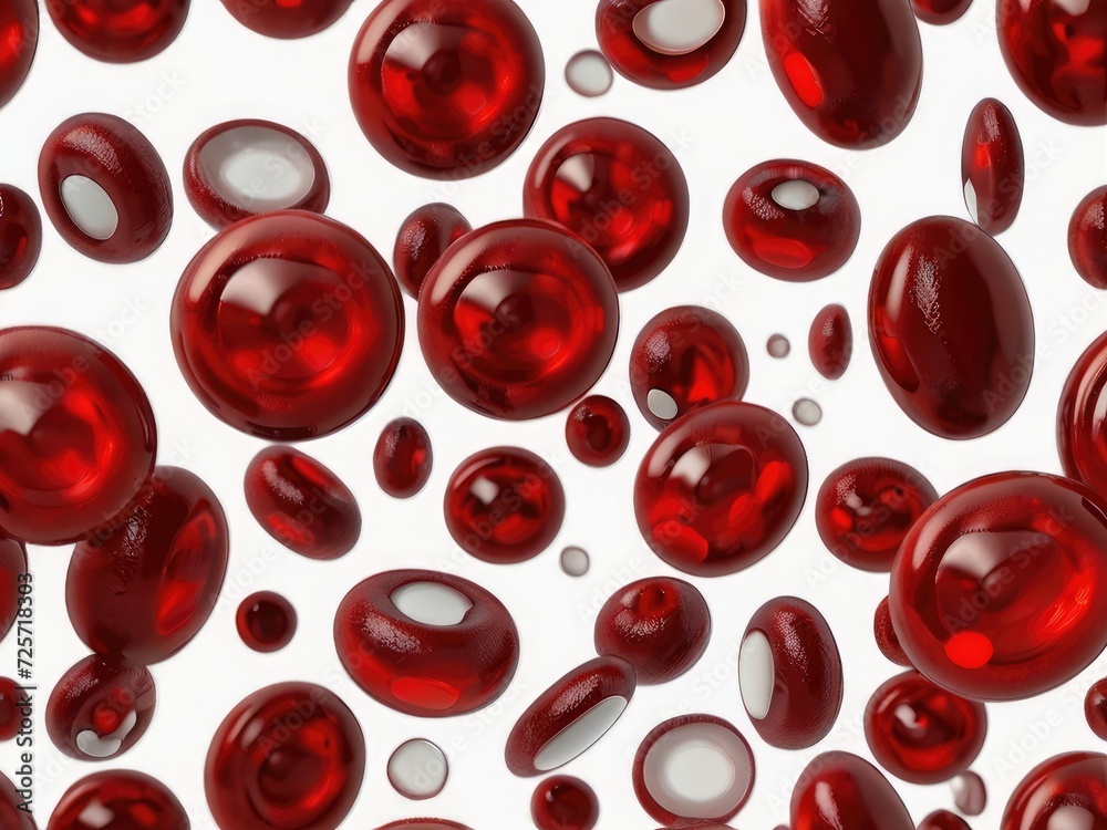 Dynamic Cellular Ballet: 3D Render of Red Blood Cells in Motion Dynamic Cellular Ballet: 3D Render of Red Blood Cells in Motion
