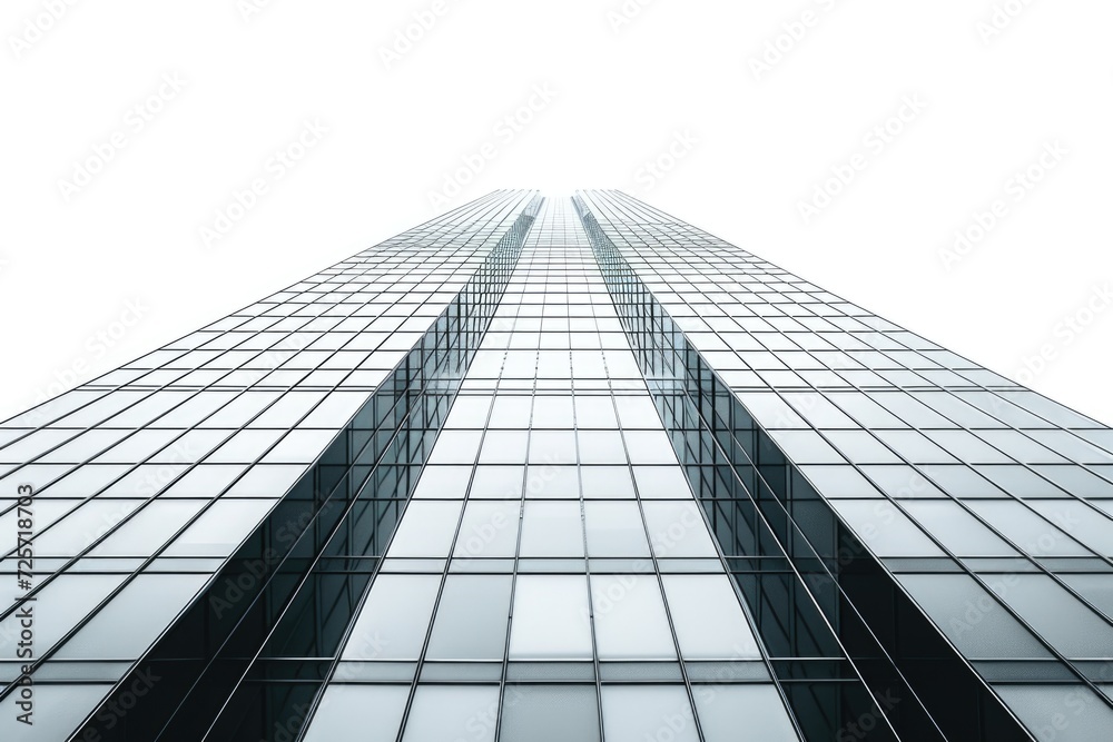 A picture of a tall glass building against a clear sky background. Suitable for architectural and urban themes A picture of a tall glass building against a clear sky background. Suitable for architectural and urban themes