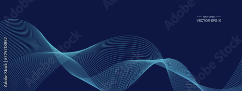 Abstract vector wave flow. Sound oscillation design. Flowing particles. 