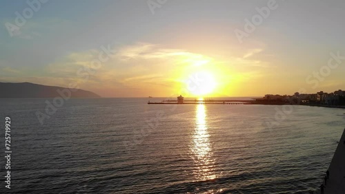 Aerial view of Vlora bay. Morning landscape of Vlora bay photo