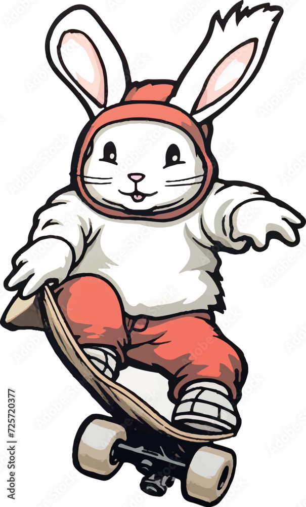 Ronnie the bunny skate boarding cartoon sticker Ronnie the bunny skate boarding cartoon sticker