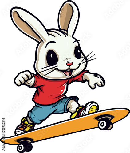 Ronnie the bunny skate boarding cartoon sticker