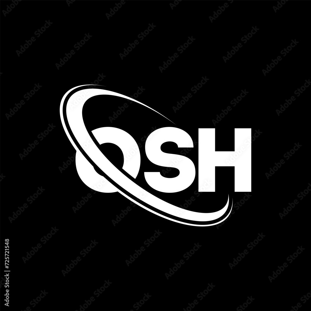 OSH logo. OSH letter. OSH letter logo design. Initials OSH logo linked with circle and uppercase monogram logo. OSH typography for technology, business and real estate brand.