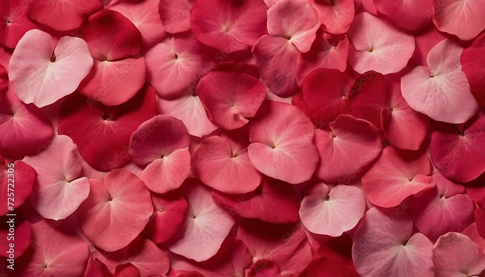 Velvety rose petals gradient from deep red to soft pink