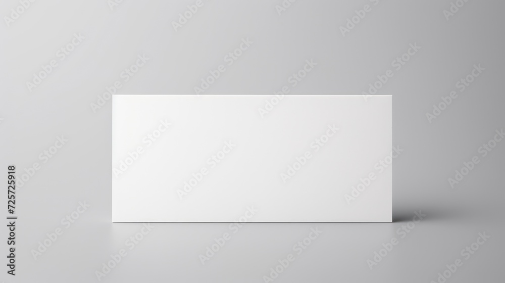 White blank card paper mock up on gray wall