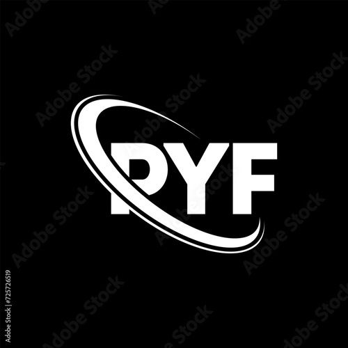 PYF logo. PYF letter. PYF letter logo design. Initials PYF logo linked with circle and uppercase monogram logo. PYF typography for technology, business and real estate brand.