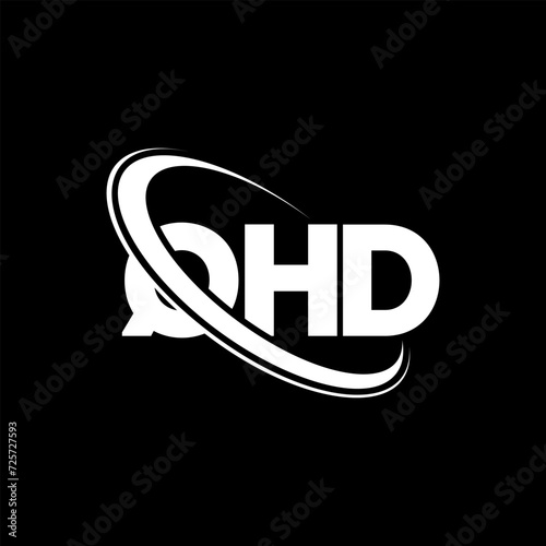 QHD logo. QHD letter. QHD letter logo design. Initials QHD logo linked with circle and uppercase monogram logo. QHD typography for technology, business and real estate brand.