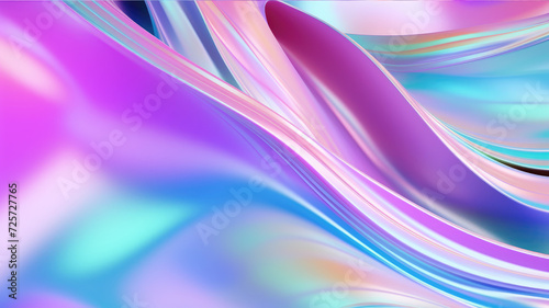 Holographic liquid background. Holograph blue  pink colors texture with foil effect. Halographic iridescent backdrop. Pearlescent gradient for design prints. Rainbow metallic texture