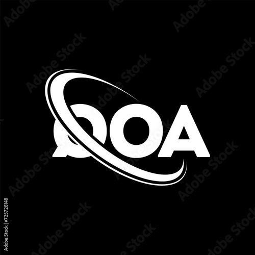 QOA logo. QOA letter. QOA letter logo design. Initials QOA logo linked with circle and uppercase monogram logo. QOA typography for technology, business and real estate brand.