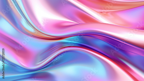 Holographic liquid background. Holograph blue, pink colors texture with foil effect. Halographic iridescent backdrop. Pearlescent gradient for design prints. Rainbow metallic texture photo