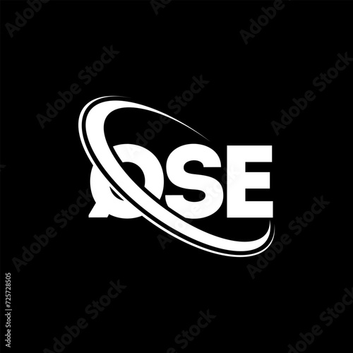 QSE logo. QSE letter. QSE letter logo design. Initials QSE logo linked with circle and uppercase monogram logo. QSE typography for technology, business and real estate brand. photo