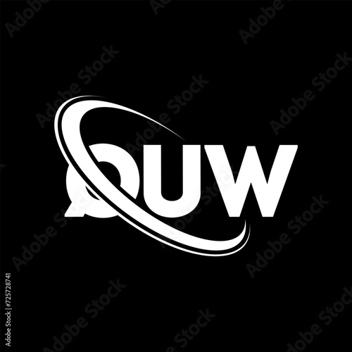 QUW logo. QUW letter. QUW letter logo design. Initials QUW logo linked with circle and uppercase monogram logo. QUW typography for technology, business and real estate brand.