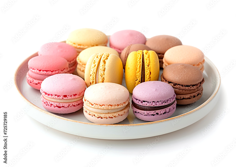 colorful macaroons isolated on white background