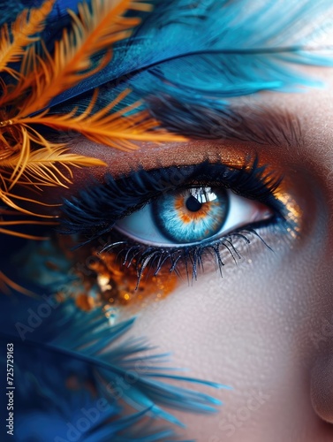 Beautiful female eye painted by a makeup artist. Special concept abstract painting- Generative AI © Dvid