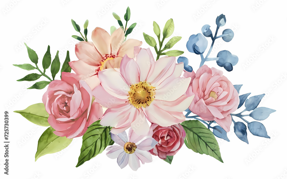 Pink Floral Arrangement With Watercolor