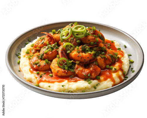  shrimp and grits isolated on white background