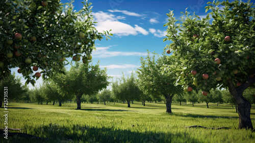 Apple Trees in a farm background photo