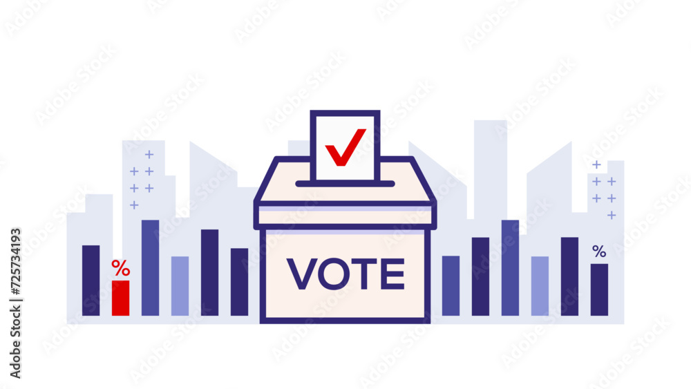 illustration with ballot box, with statistics analytics demographic. Vote, Election, Referendum and Polling
Vector template editable