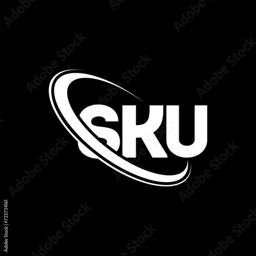 SKU logo. SKU letter. SKU letter logo design. Initials SKU logo linked with circle and uppercase monogram logo. SKU typography for technology, business and real estate brand.
