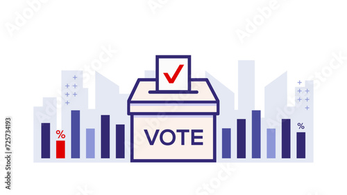 illustration with ballot box, with statistics analytics demographic. Vote, Election, Referendum and Polling
Vector template editable