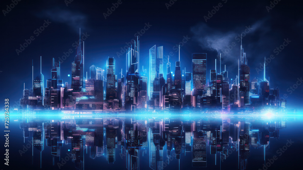 blue red neon light city background