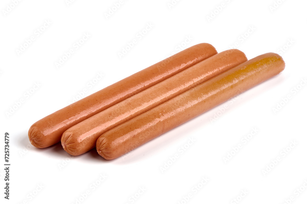 Boiled pork sausages, isolated on white background. High resolution image. Boiled pork sausages, isolated on white background. High resolution image.
