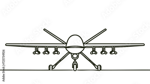 One line drawing operational tactical medium-altitude unmanned aerial vehicle drone.